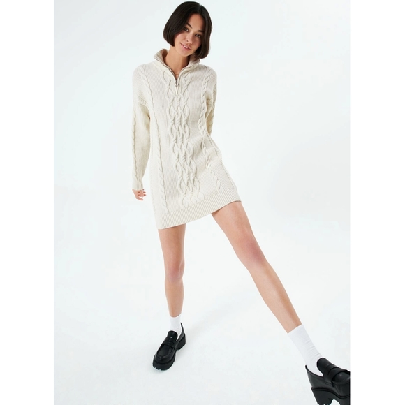 Aritzia Sunday Best Demi Chunky Cable Knit Ribbed Sweater Dress - Picture 13 of 14